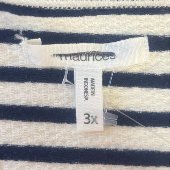 Maurices Striped Deep Vneck Cropped Top Womens 3X Blue White Striped New - Picture 5 of 8